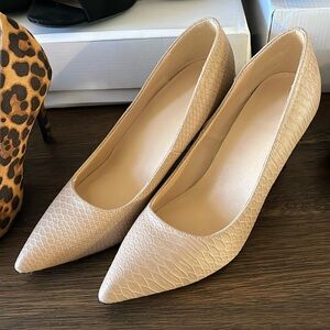 Nude Snake Heels